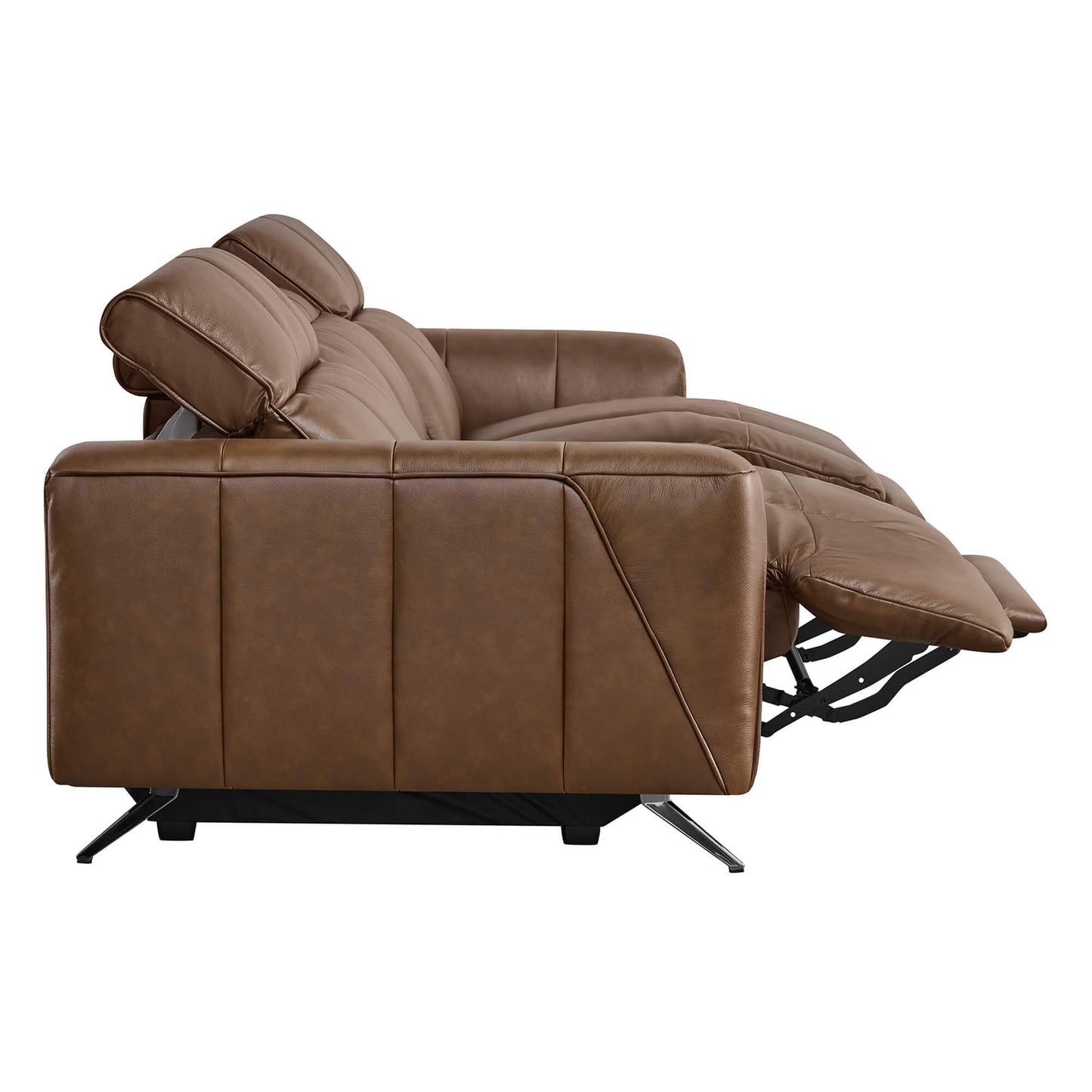 Reclining Sofa in Genuine Leather with Streamlined Design