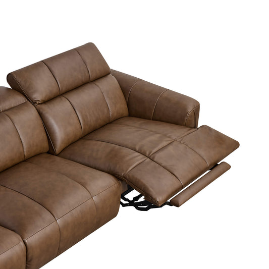 Reclining Sofa in Genuine Leather with Streamlined Design
