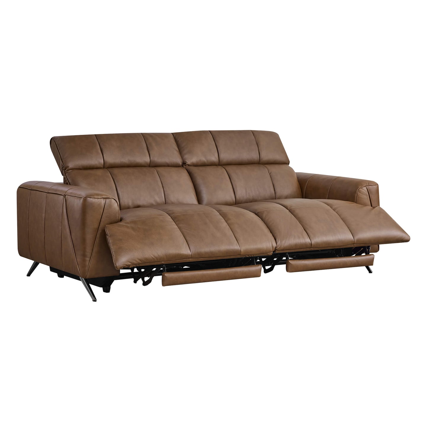 Reclining Sofa in Genuine Leather with Streamlined Design