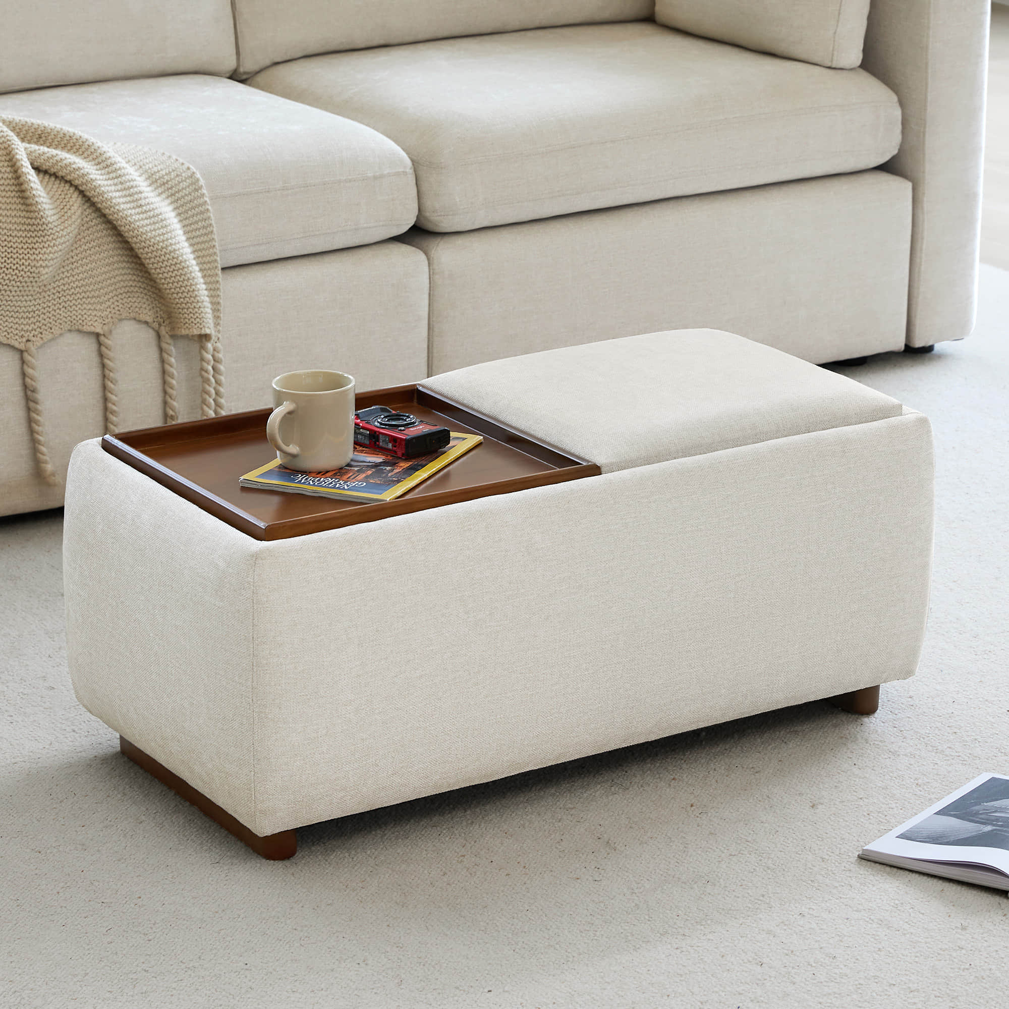 Rectangle Storage Ottoman with Flip Top Design