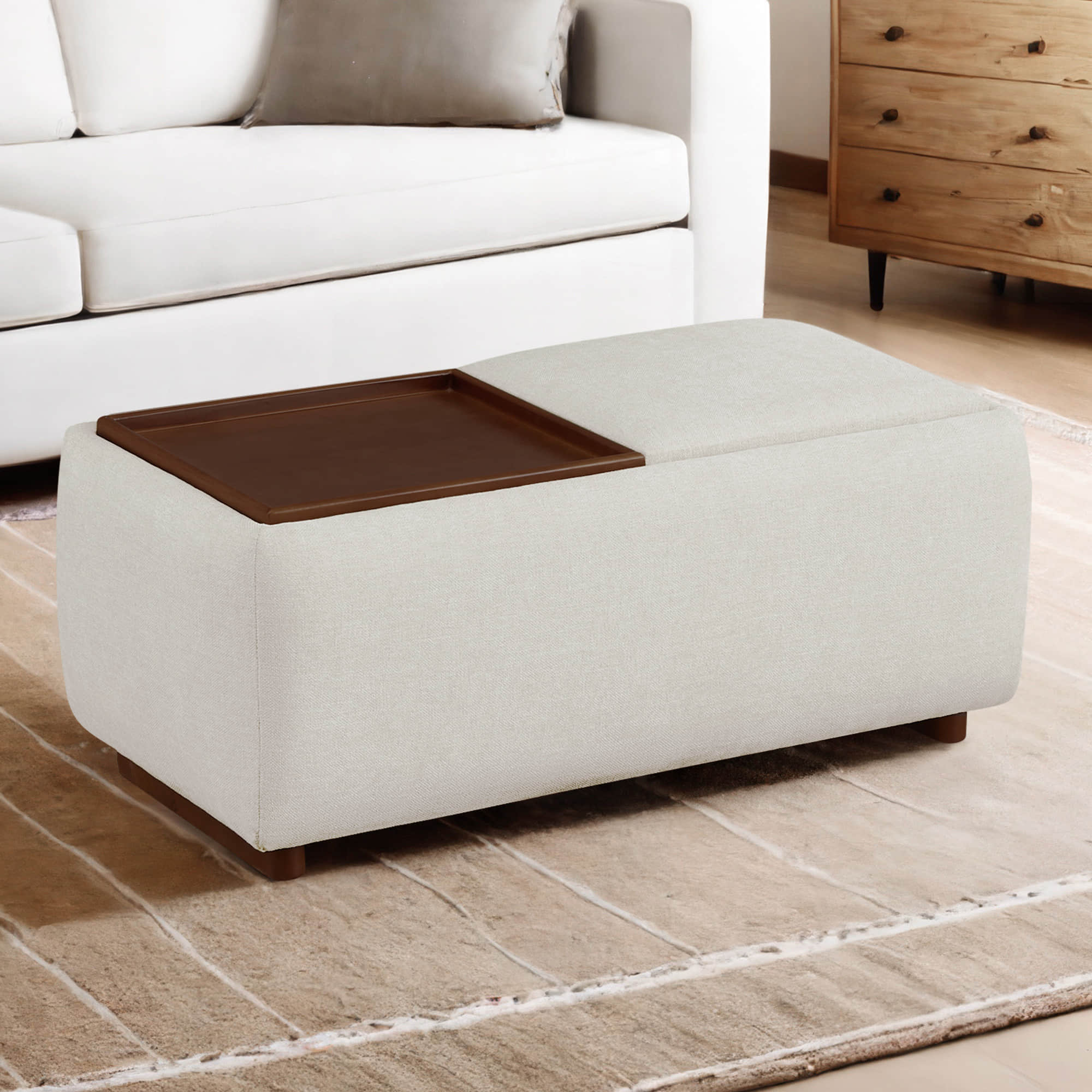 Rectangle Storage Ottoman with Flip Top Design