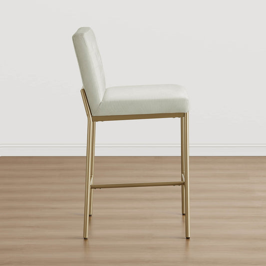Retro Tufted Counter Stool with Metal Base - Set of 2