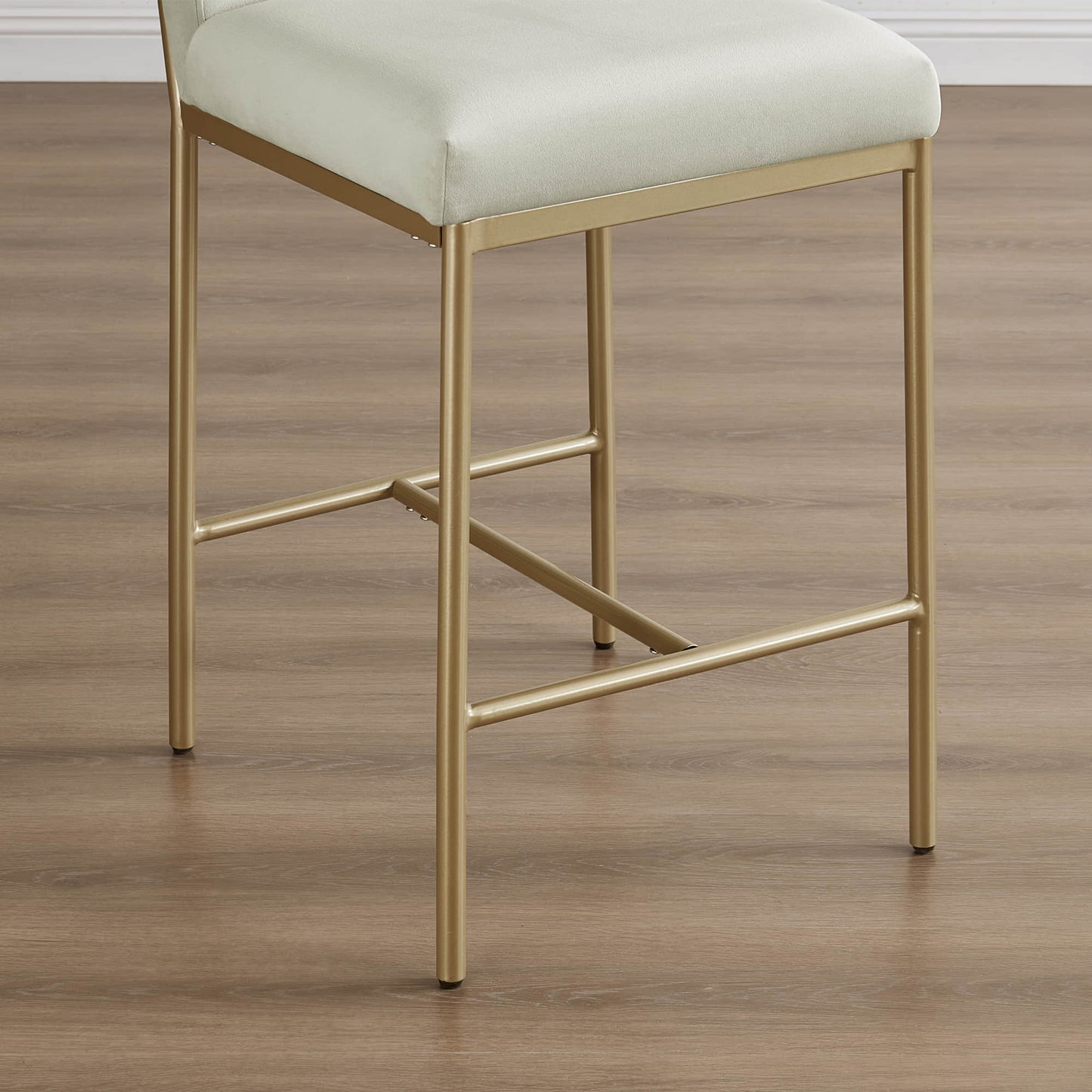 Retro Tufted Counter Stool with Metal Base - Set of 2