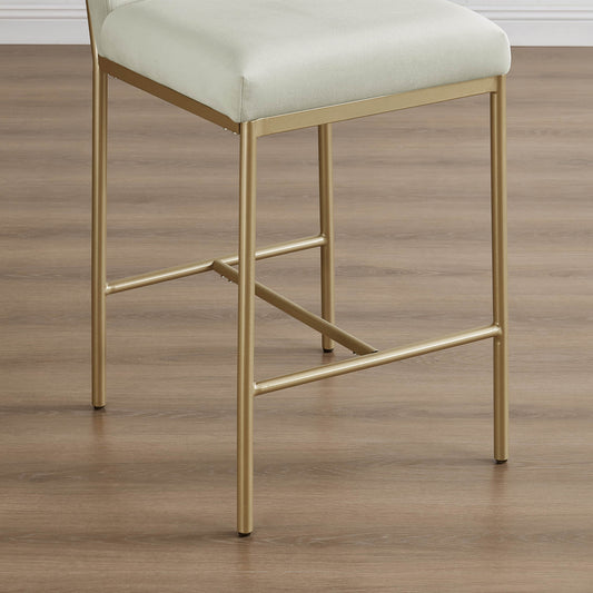Retro Tufted Counter Stool with Metal Base - Set of 2