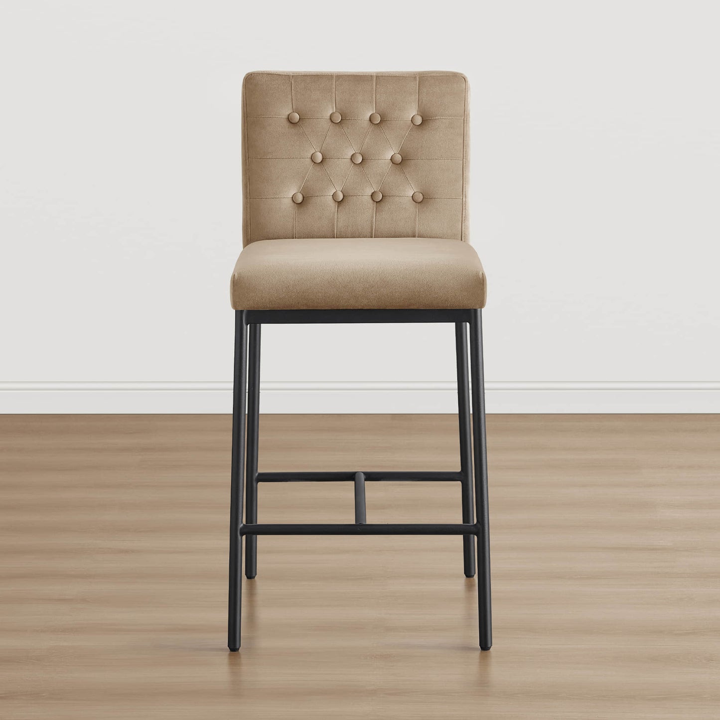 Retro Tufted Counter Stool with Metal Base - Set of 2