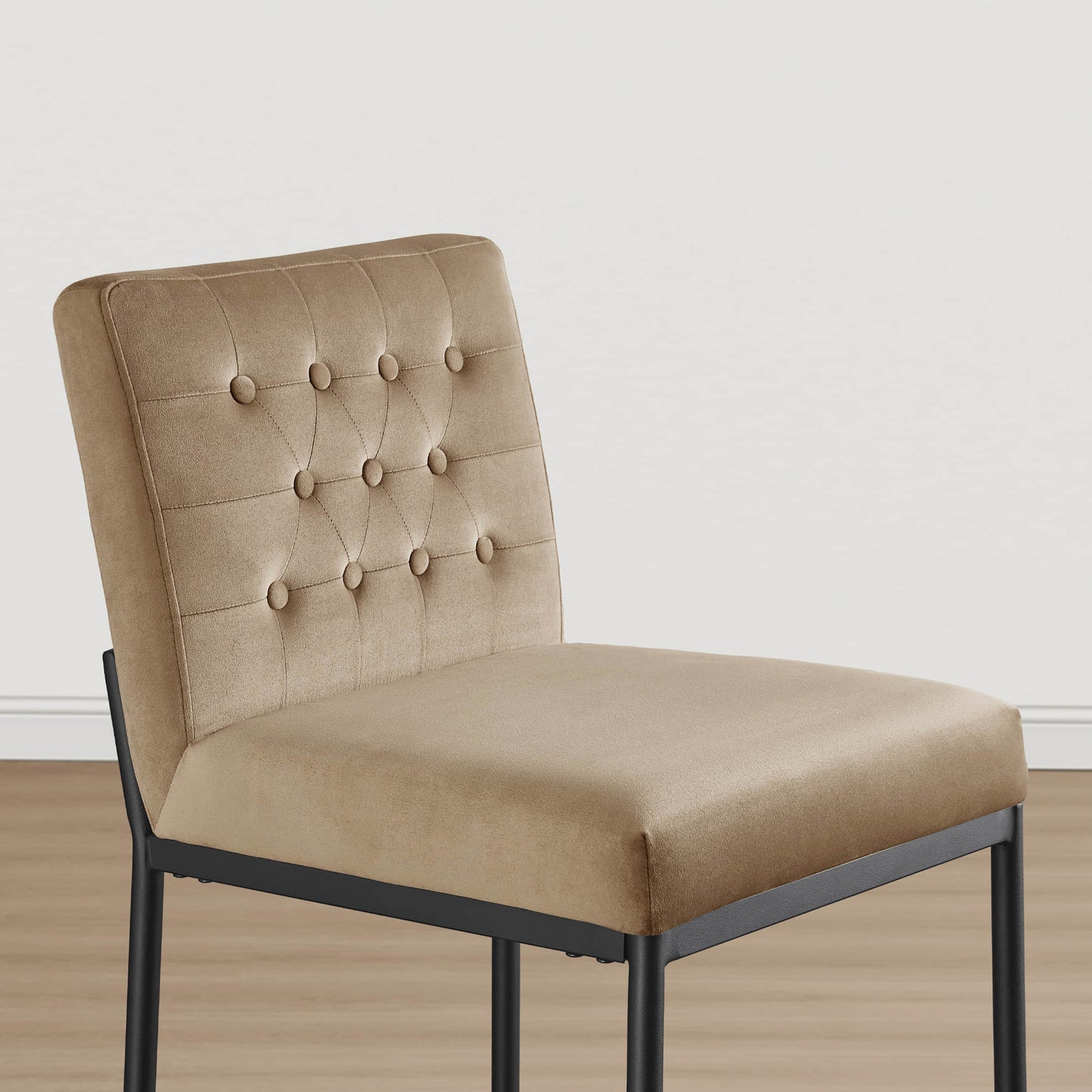 Retro Tufted Counter Stool with Metal Base - Set of 2