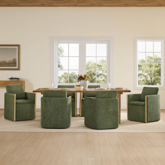 Rolling Dining Chair in Fabric with Hidden Storage Compartment