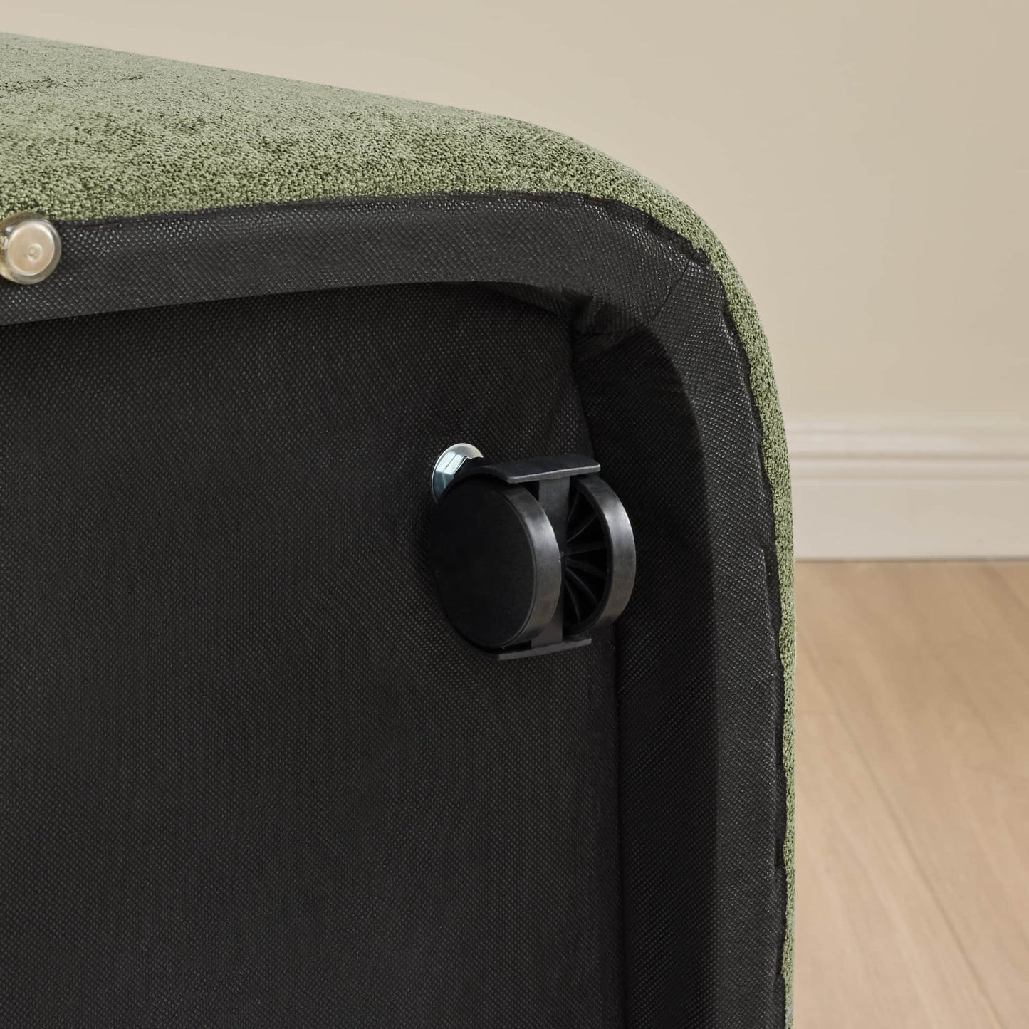 Rolling Dining Chair in Fabric with Hidden Storage Compartment