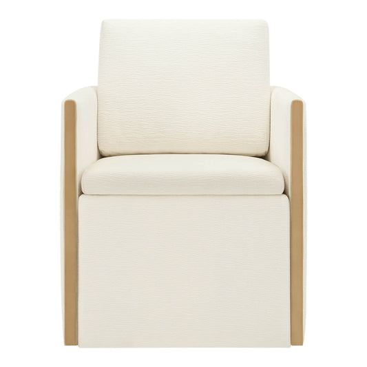Rolling Dining Chair in Fabric with Hidden Storage Compartment