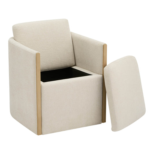Rolling Dining Chair in Fabric with Hidden Storage Compartment