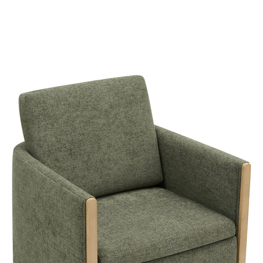 Rolling Dining Chair in Fabric with Hidden Storage Compartment