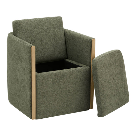 Rolling Dining Chair in Fabric with Hidden Storage Compartment