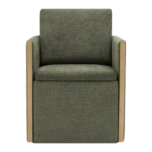 Rolling Dining Chair in Fabric with Hidden Storage Compartment