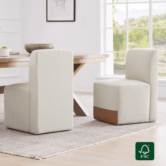 Rolling Dining Chair with Performance Fabric and Casters