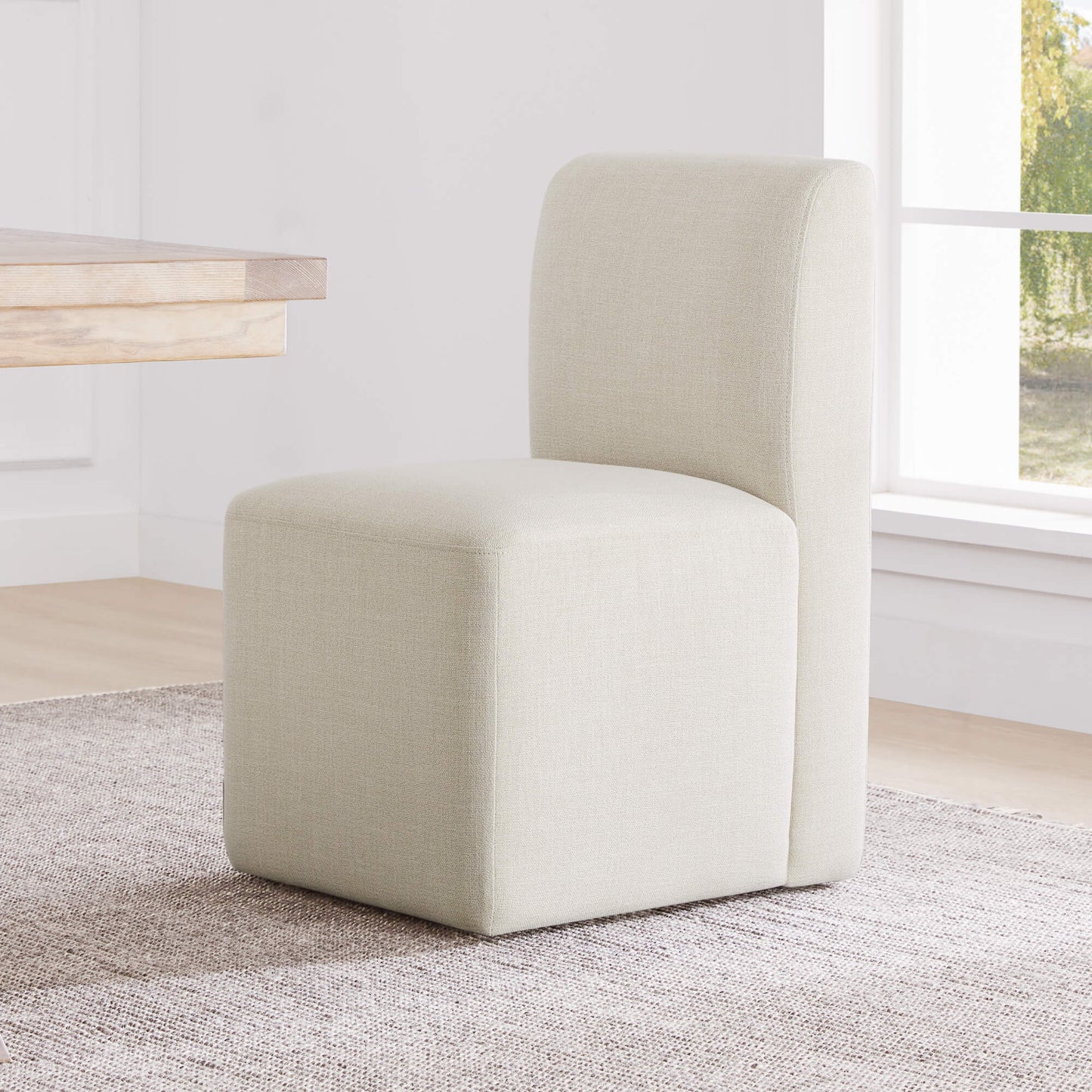 Rolling Dining Chair with Performance Fabric and Casters