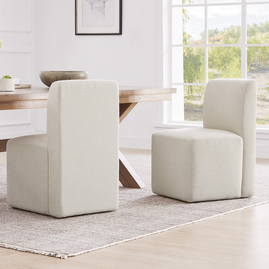 Rolling Dining Chair with Performance Fabric and Casters