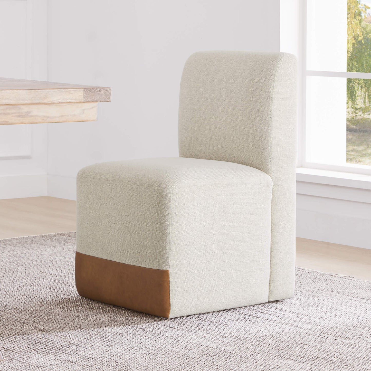 Rolling Dining Chair with Performance Fabric and Casters