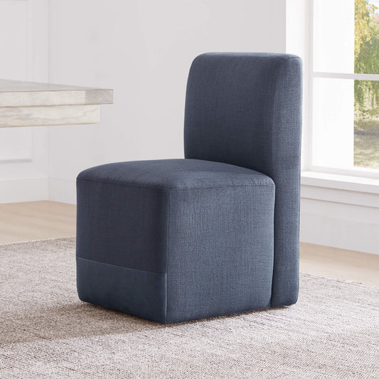 Rolling Dining Chair with Performance Fabric and Casters