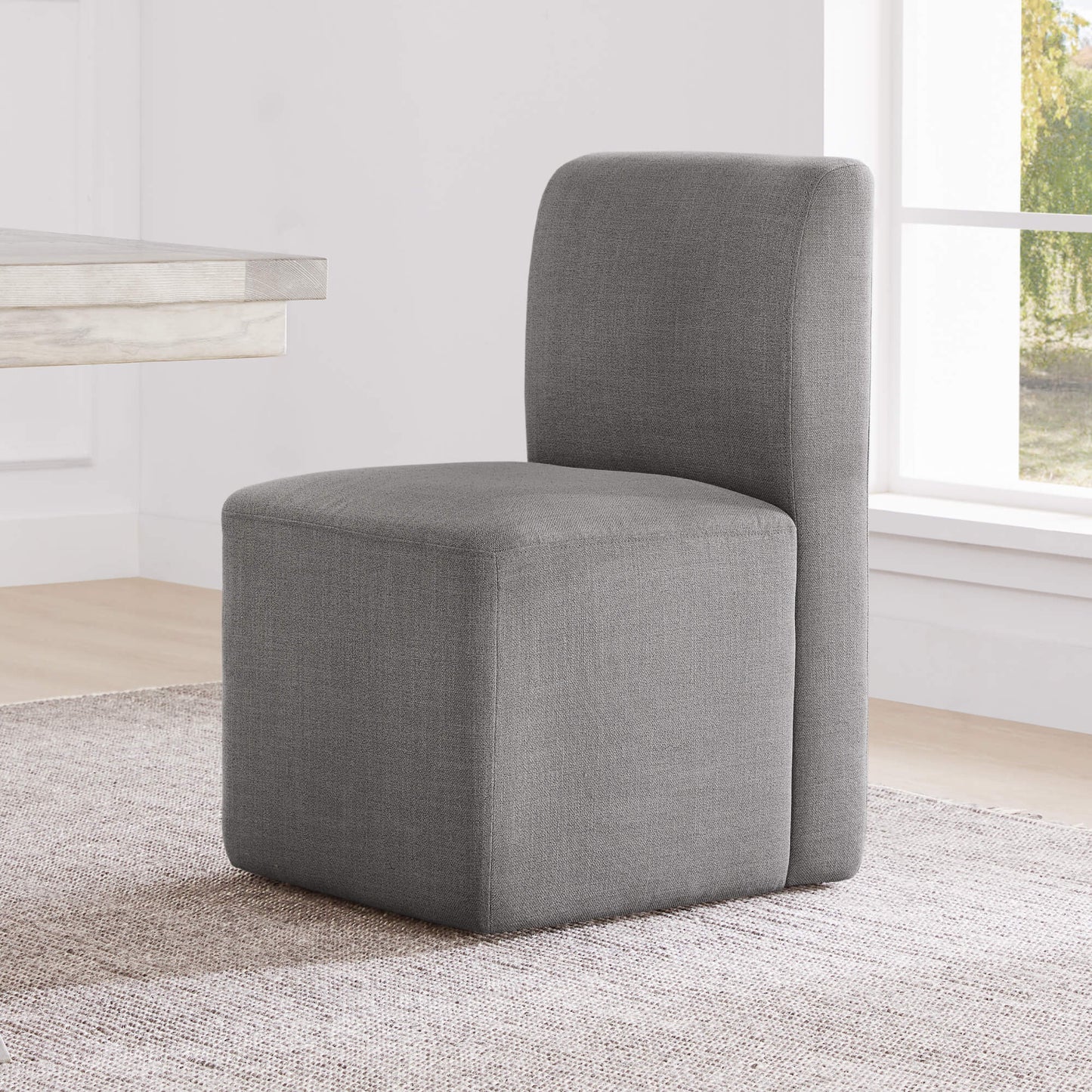 Rolling Dining Chair with Performance Fabric and Casters