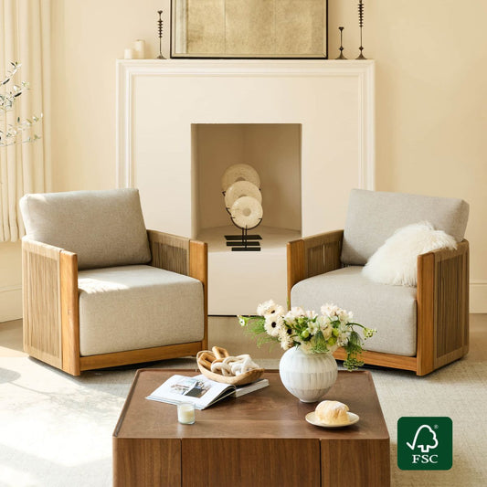 Rope Wood Accent Chair with Fully-Assembled Design