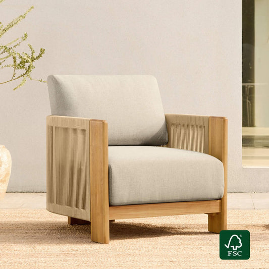 Rope Wood Accent Chair with Fully-Assembled Design