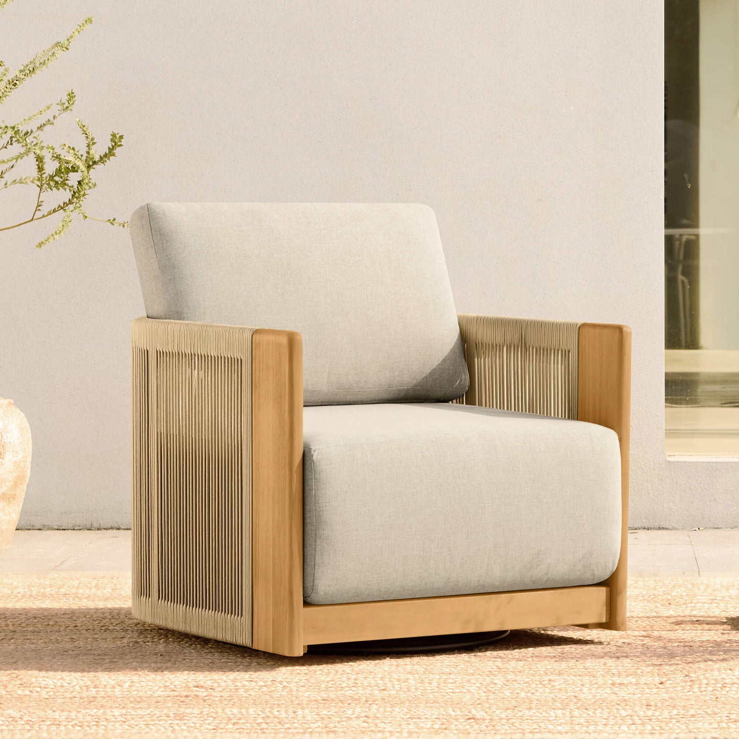 Rope Wood Accent Chair with Fully-Assembled Design