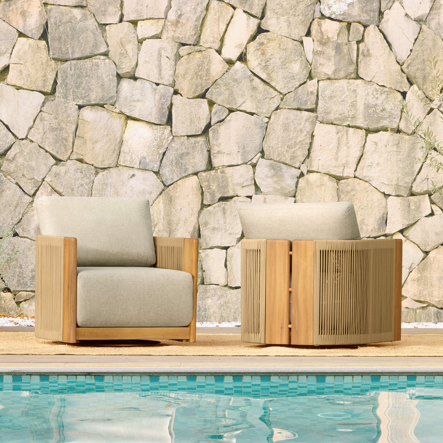 Rope Wood Accent Chair with Fully-Assembled Design