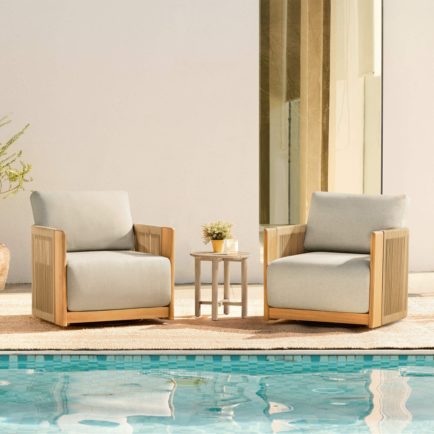 Rope Wood Accent Chair with Fully-Assembled Design