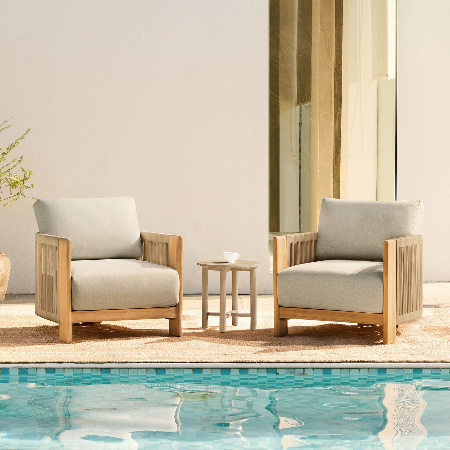 Rope Wood Accent Chair with Fully-Assembled Design