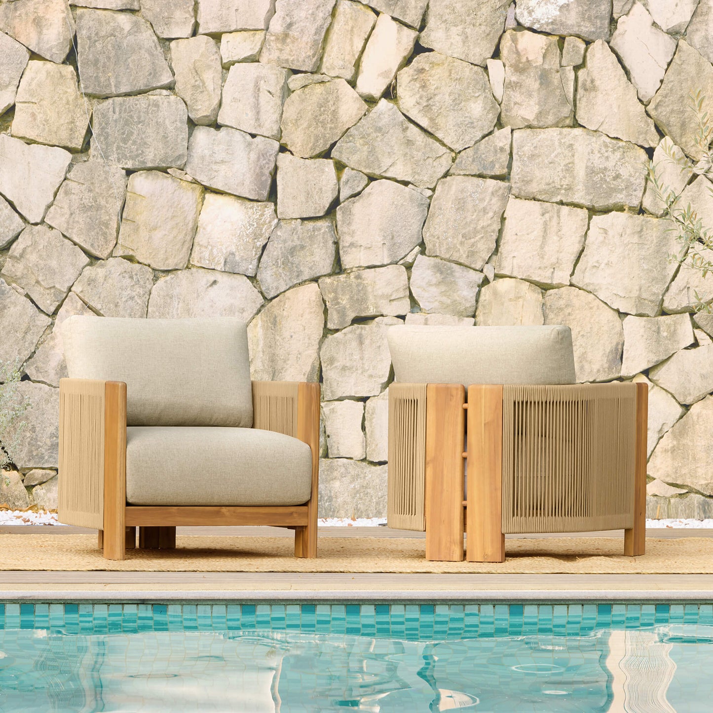 Rope Wood Accent Chair with Fully-Assembled Design