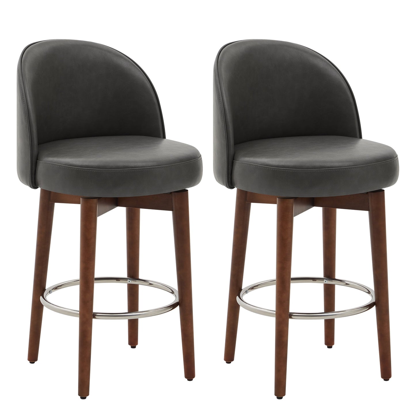 Rosa Swivel Counter Stool Set in Elegant Black Fabric
