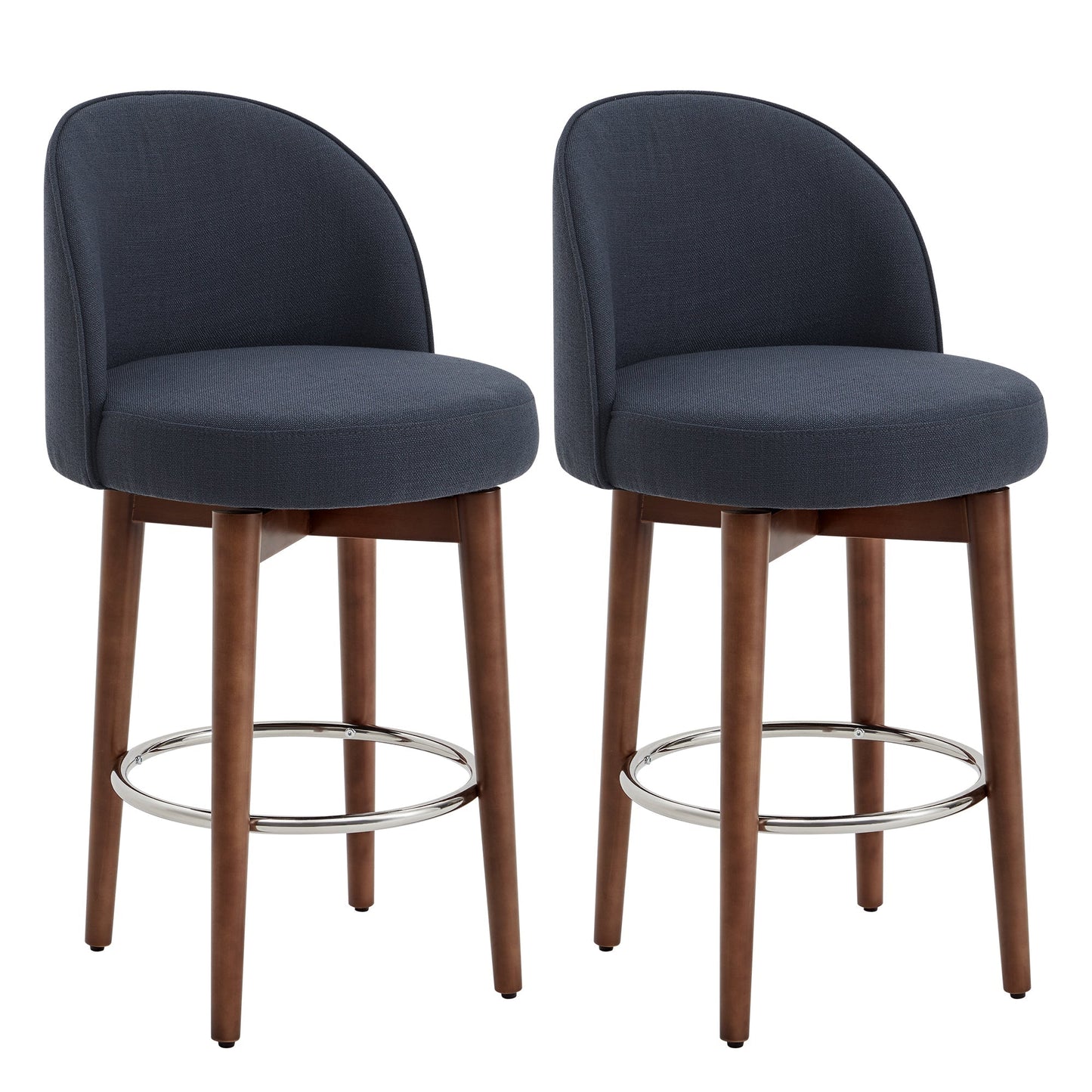 Rosa Swivel Counter Stool Set in Elegant Black Fabric