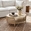 Round Cane Coffee Table with Scandinavian Design