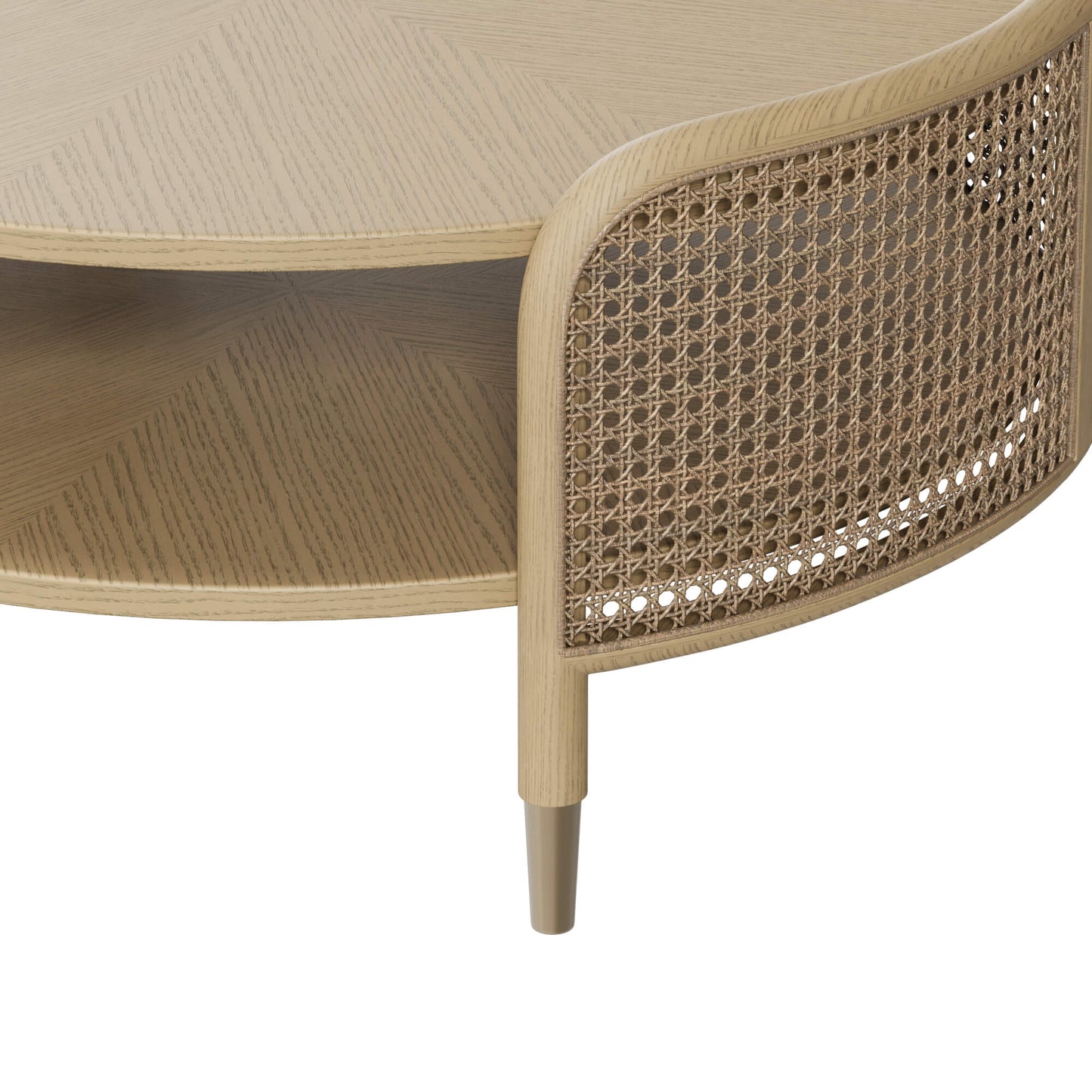 Round Cane Coffee Table with Scandinavian Design
