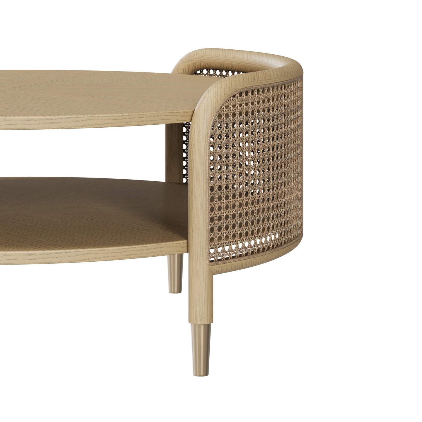 Round Cane Coffee Table with Scandinavian Design