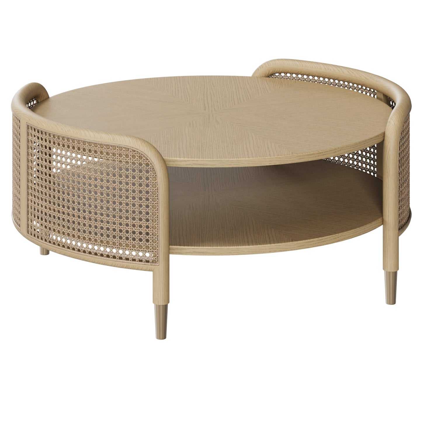 Round Cane Coffee Table with Scandinavian Design