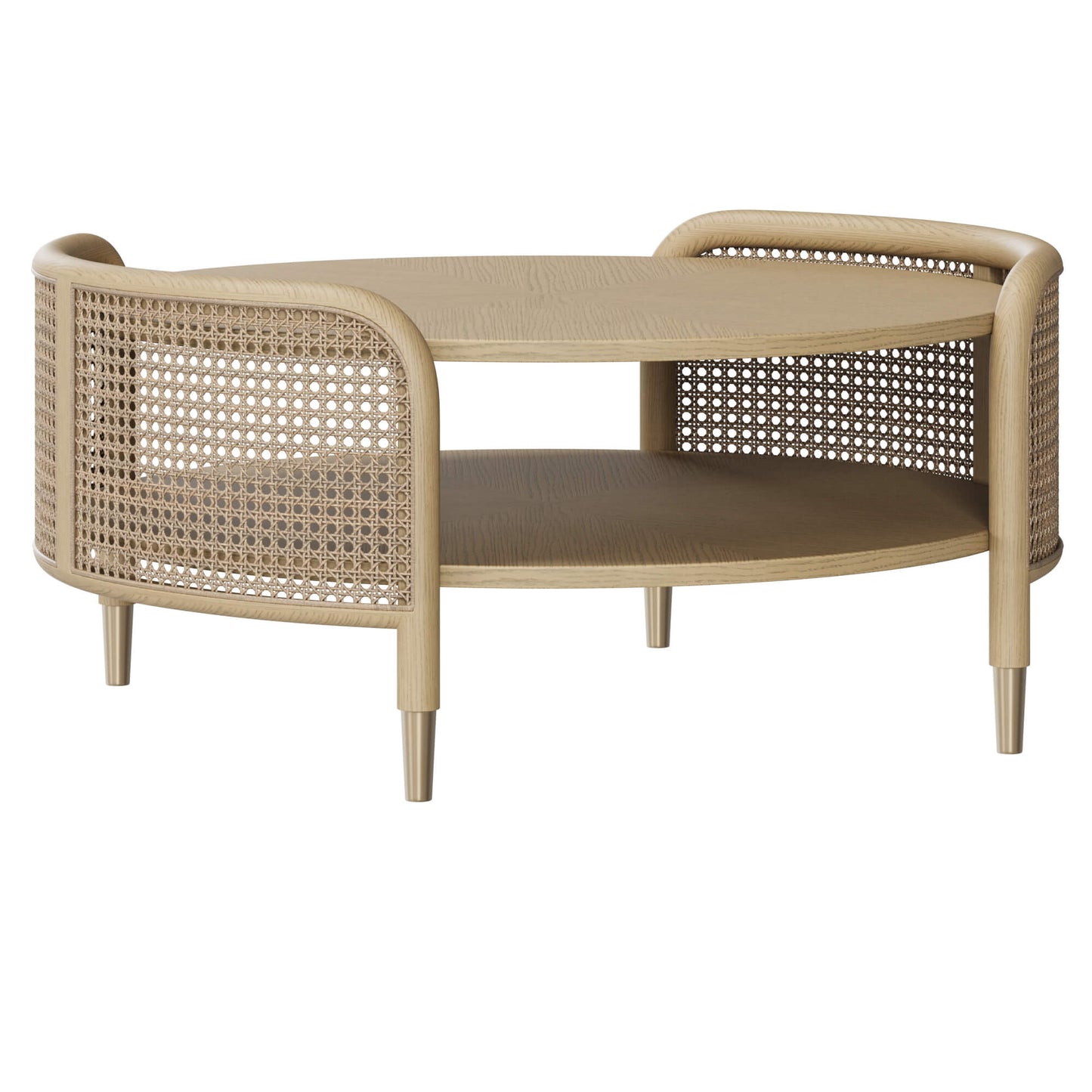 Round Cane Coffee Table with Scandinavian Design