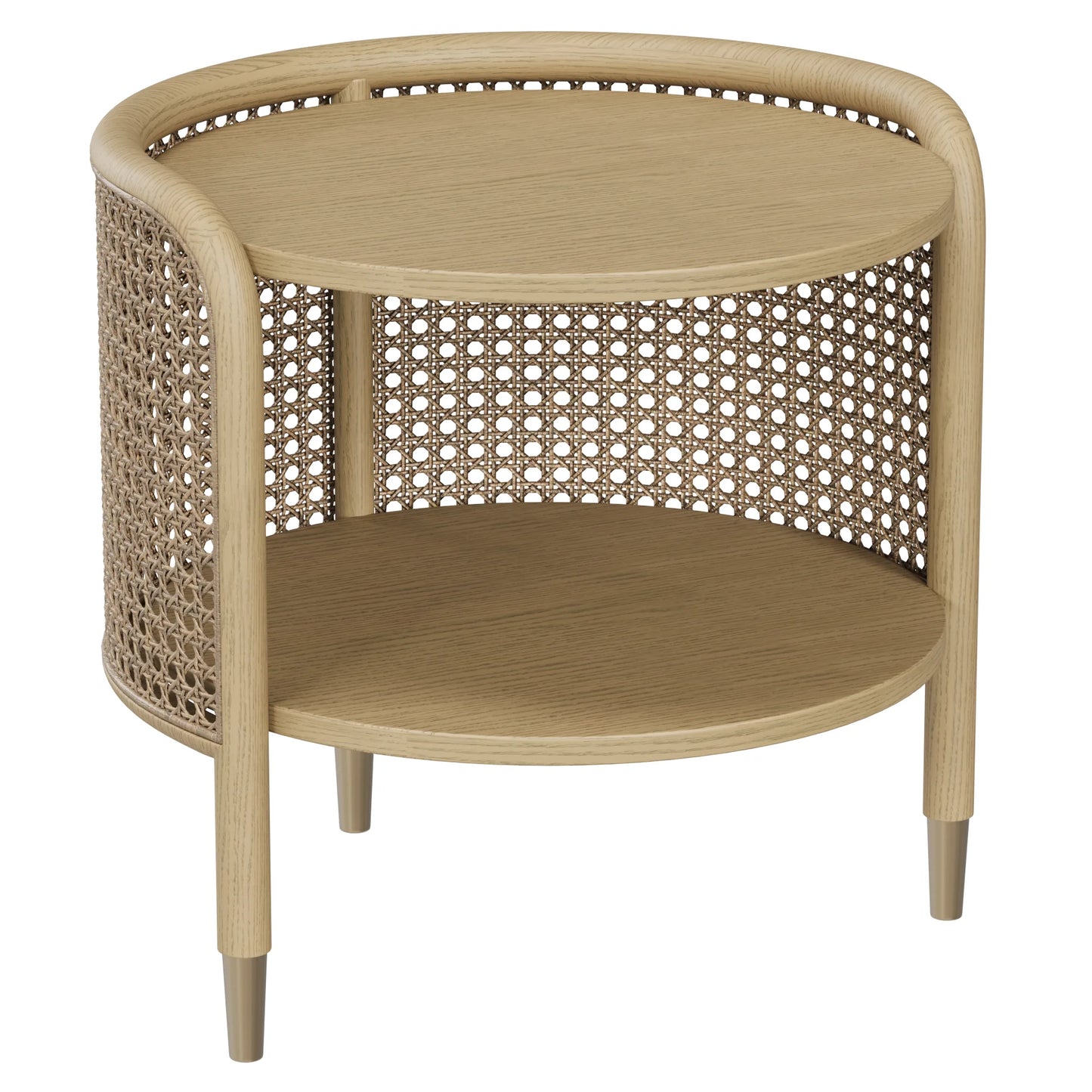 Round Cane Side Table with Scandinavian Design