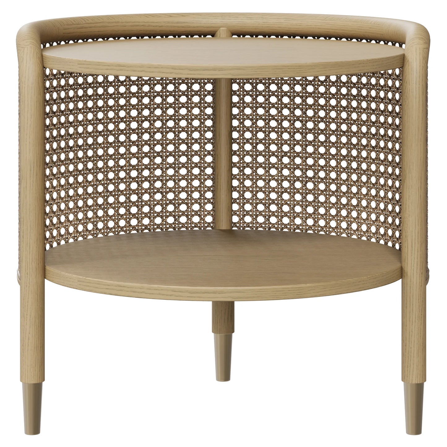 Round Cane Side Table with Scandinavian Design