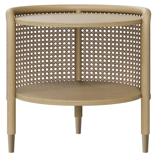 Round Cane Side Table with Scandinavian Design