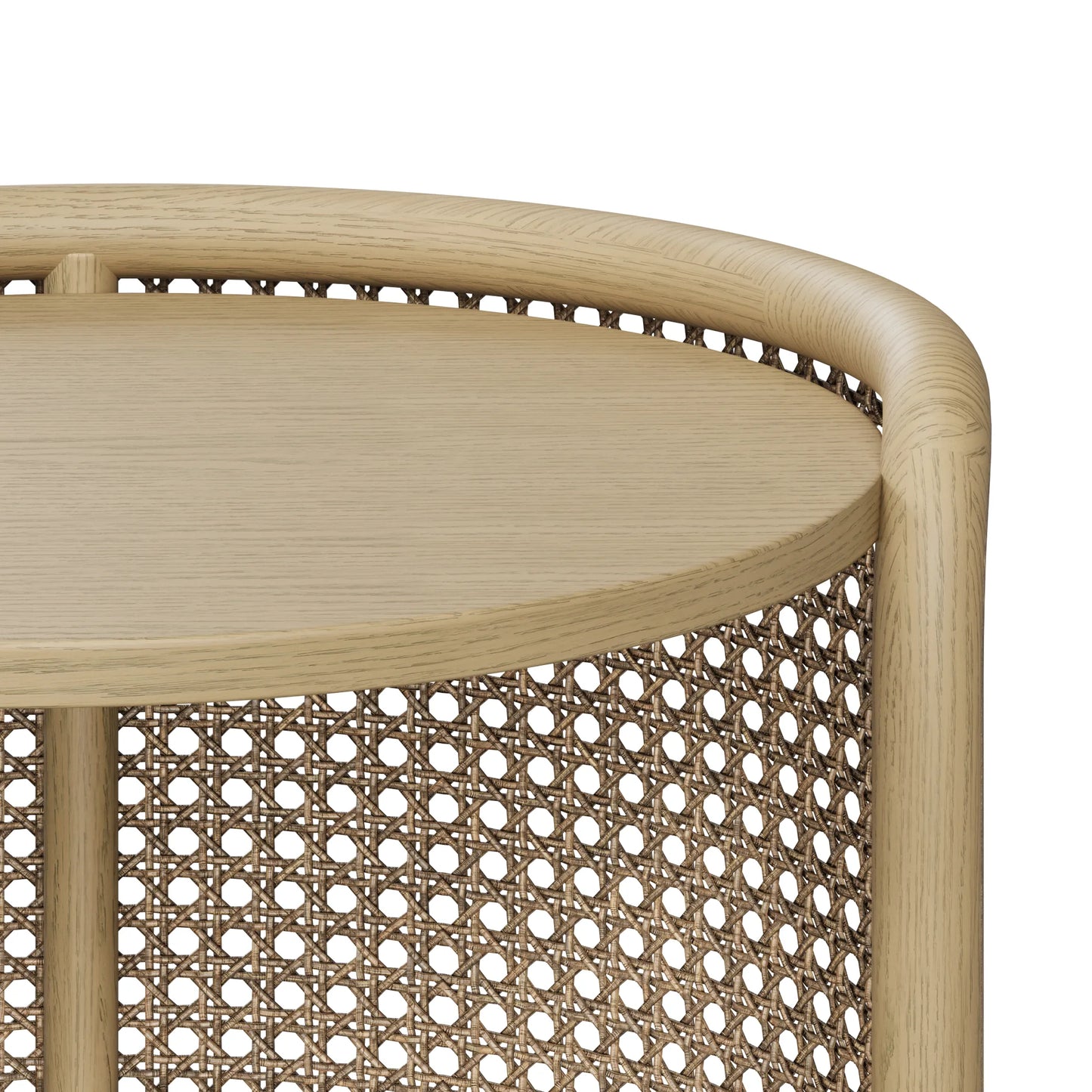Round Cane Side Table with Scandinavian Design