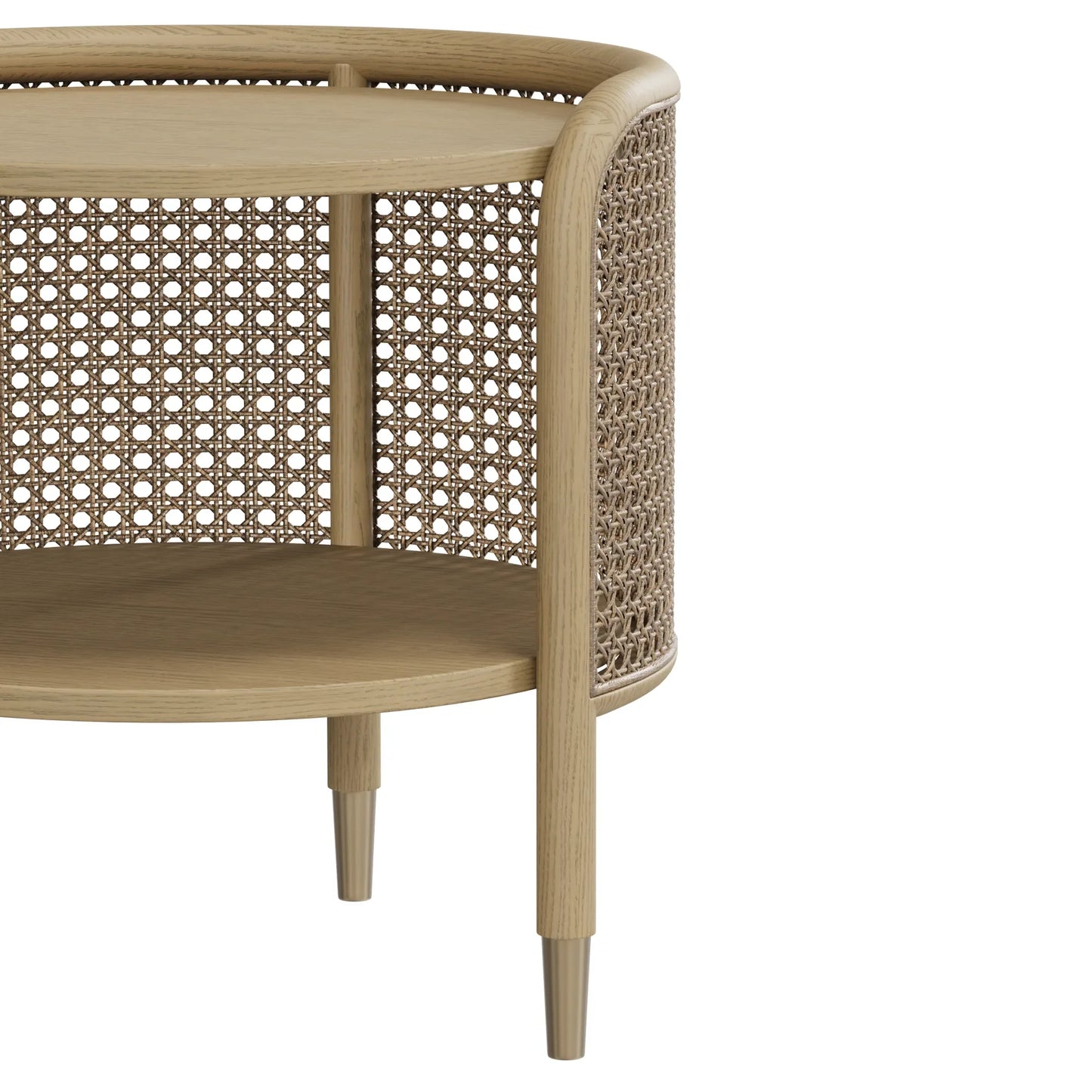 Round Cane Side Table with Scandinavian Design