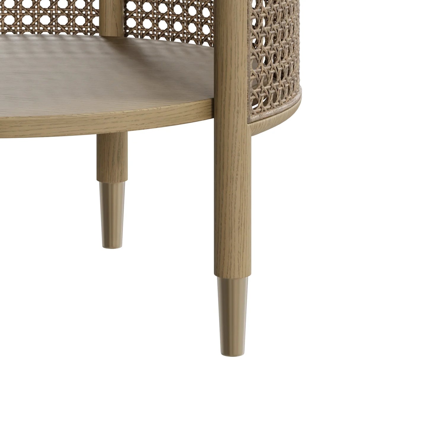 Round Cane Side Table with Scandinavian Design