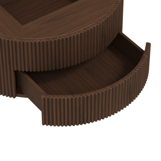 Round Coffee Table with Lifting Top in Coral Finish