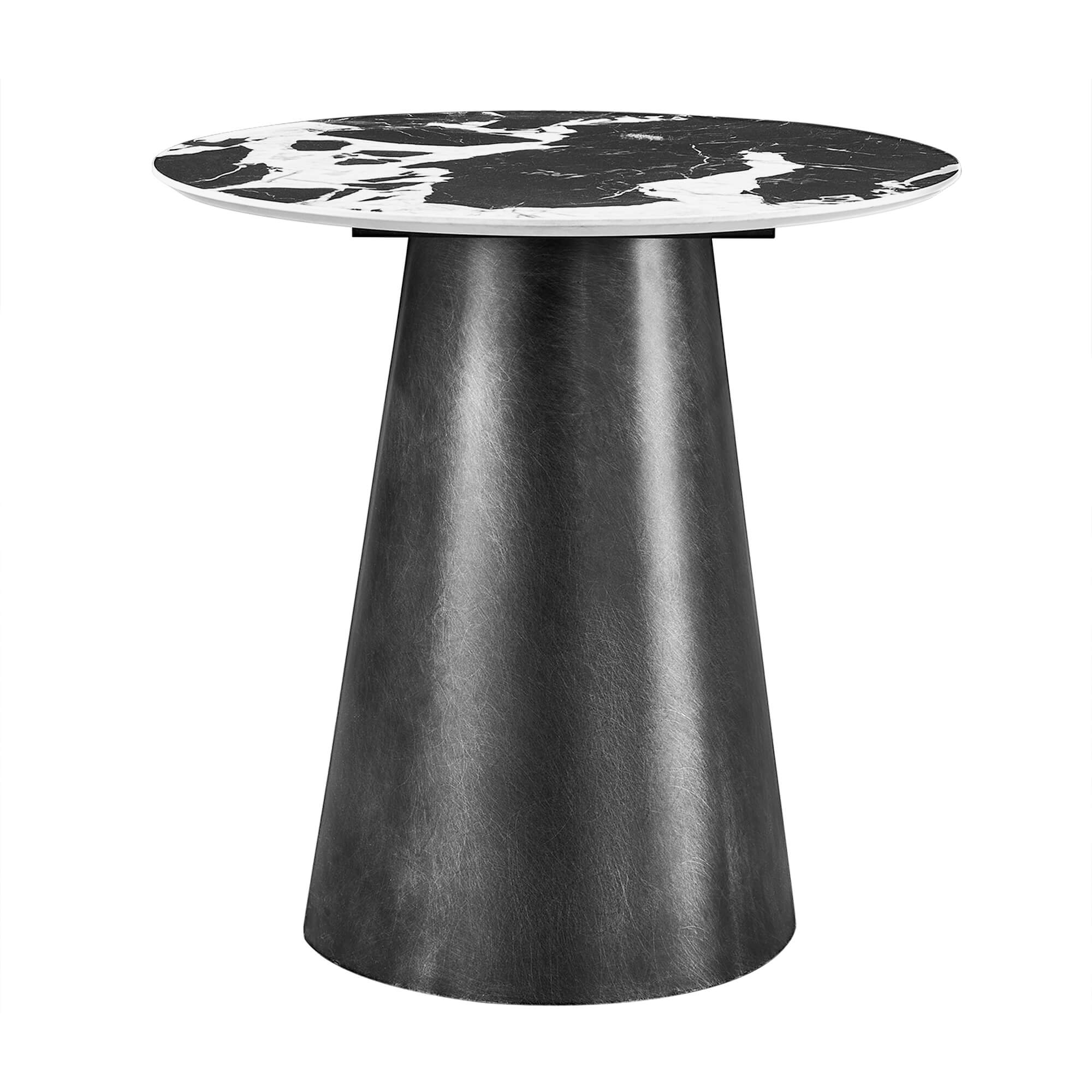 Round Side Table with Black Sintered Stone Top