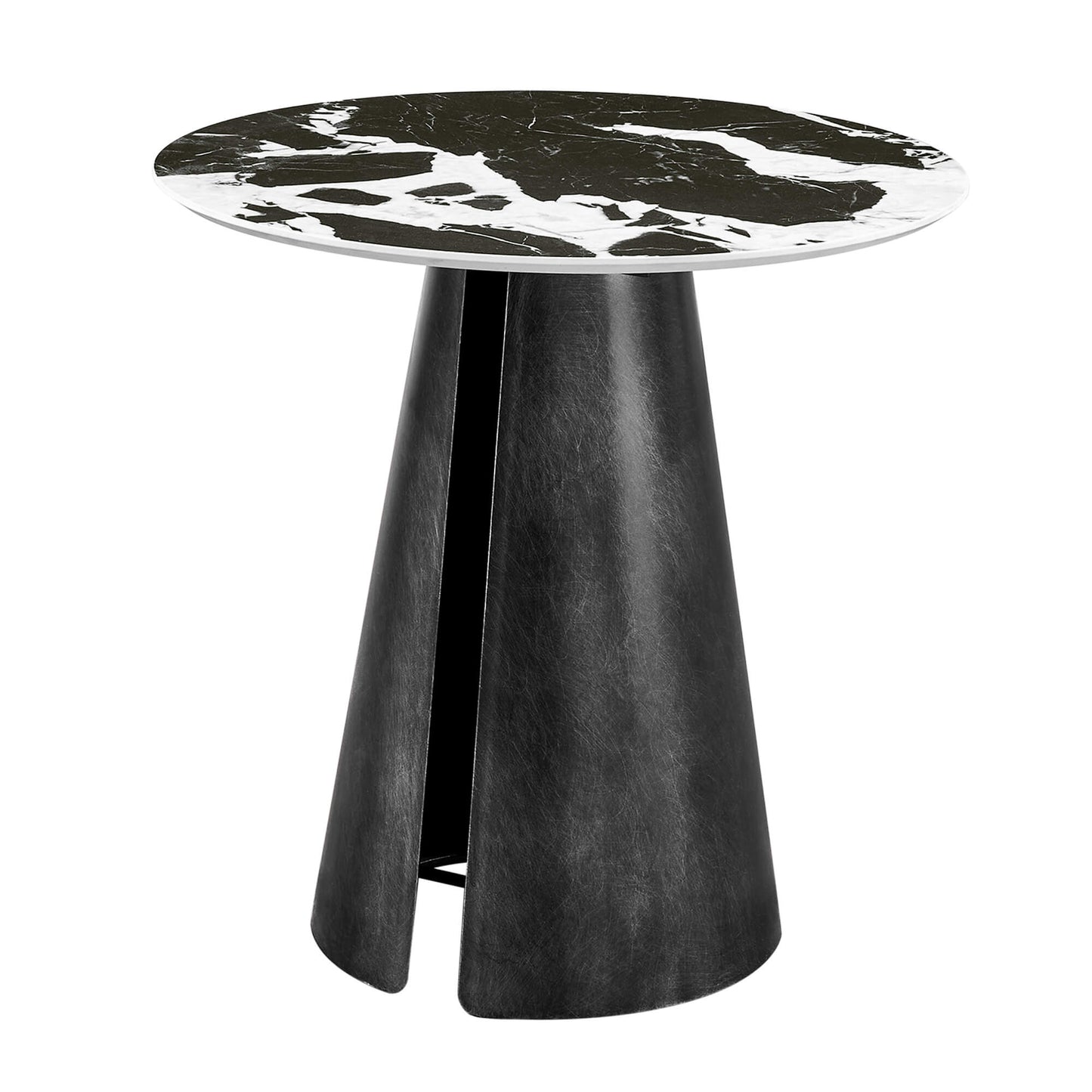 Round Side Table with Black Sintered Stone Top