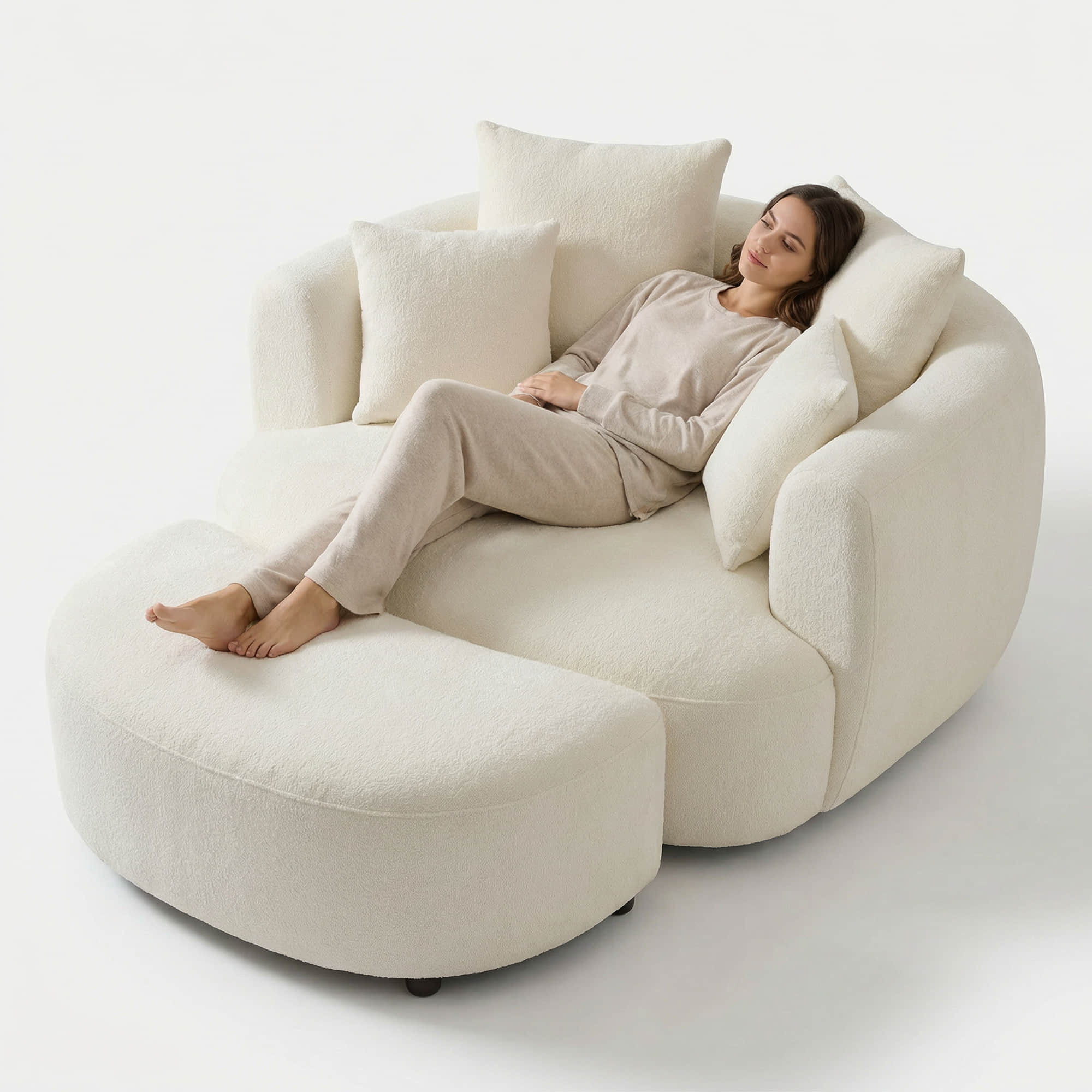 Round Soft-Touch Swivel Armchair in 1.5 Seater Design