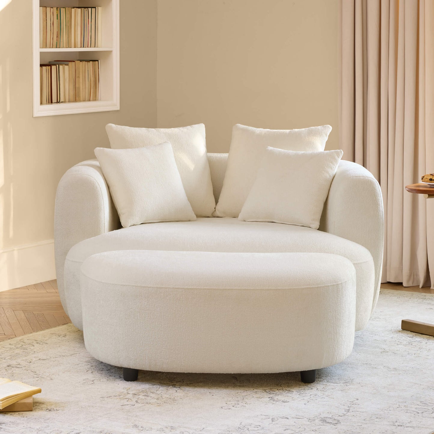 Round Soft-Touch Swivel Armchair in 1.5 Seater Design