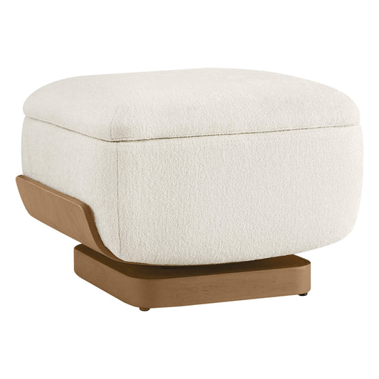 Round Swivel Chair with Storage Ottoman in Aspen Fabric
