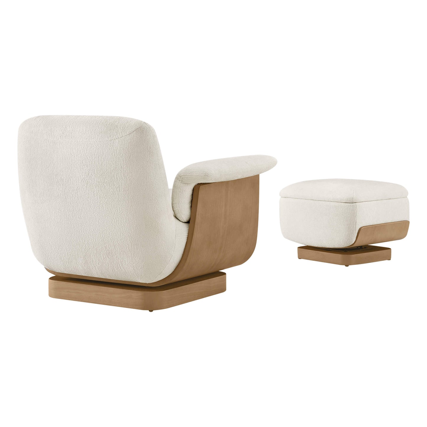 Round Swivel Chair with Storage Ottoman in Aspen Fabric